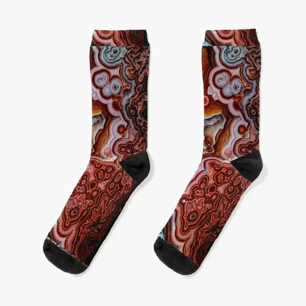 Crazy lace agate Socks colored Novelties winter thermal custom Luxury Woman Socks Men's