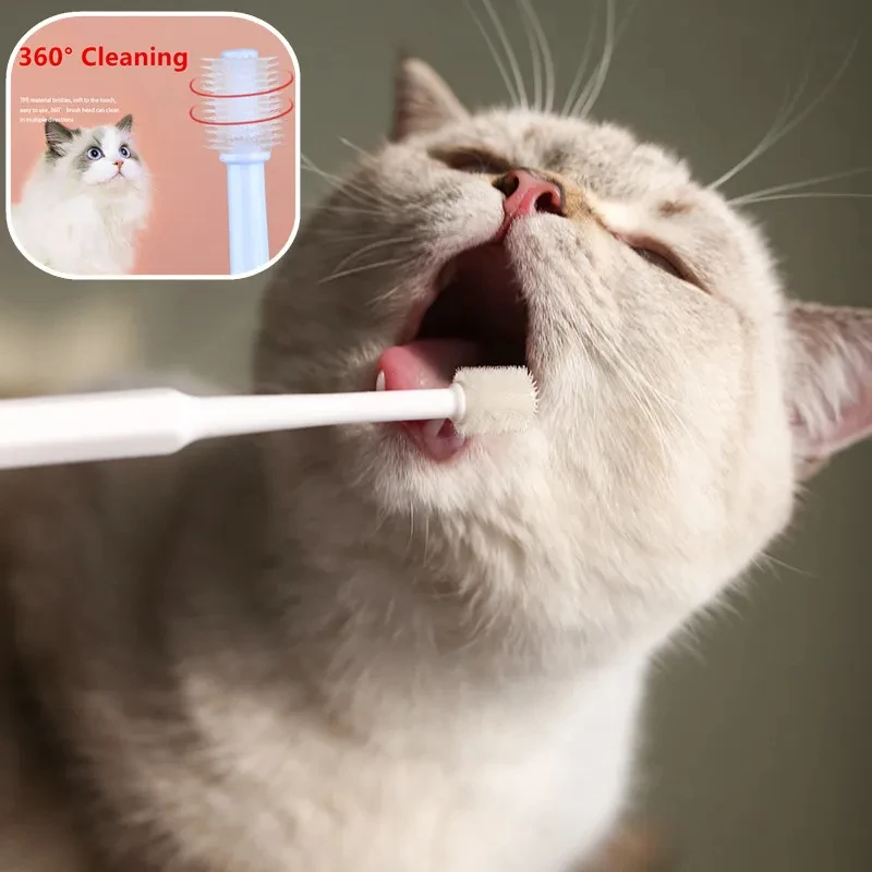 Cat Toothbrush Soft Hair Brush for Cats Mouth Cleaning Cat Brush for Teeth Cleaning Pet Grooming Cats Toothbrush Pet Products