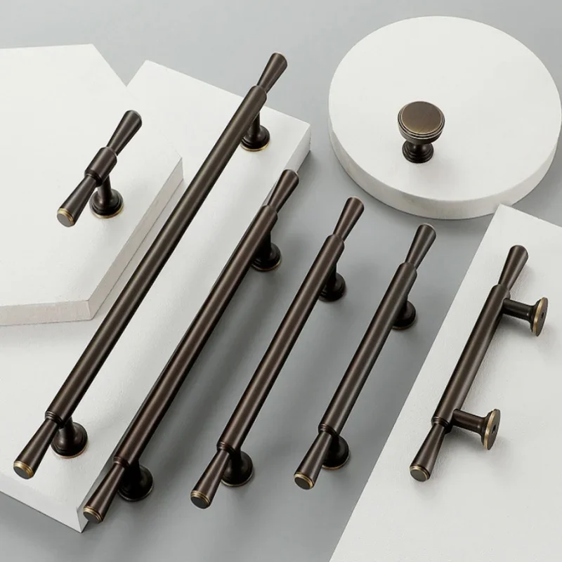 High-end Brass Closet Pull Handles Retro Long Bar Coffee Cabinet Door Handles Drawer Knobs For Kitchen Wardrobe Cupboard Pulls