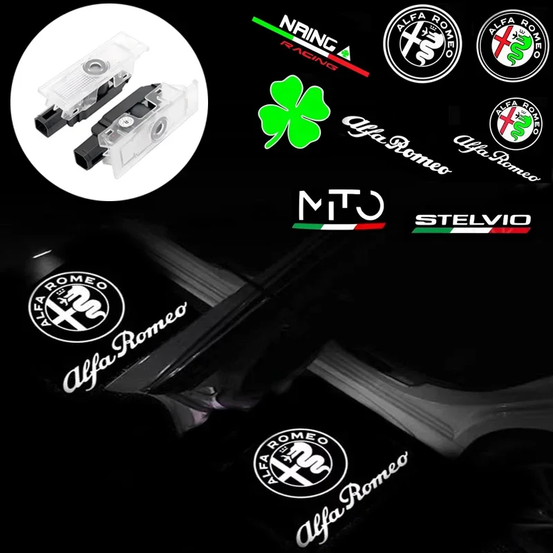 

For Alfa Romeo 159 166 GT Giulia Mito Giulietta Stelvio Brera Ghost Shadow Door Logo Projector Lights Welcome Lights Accessories