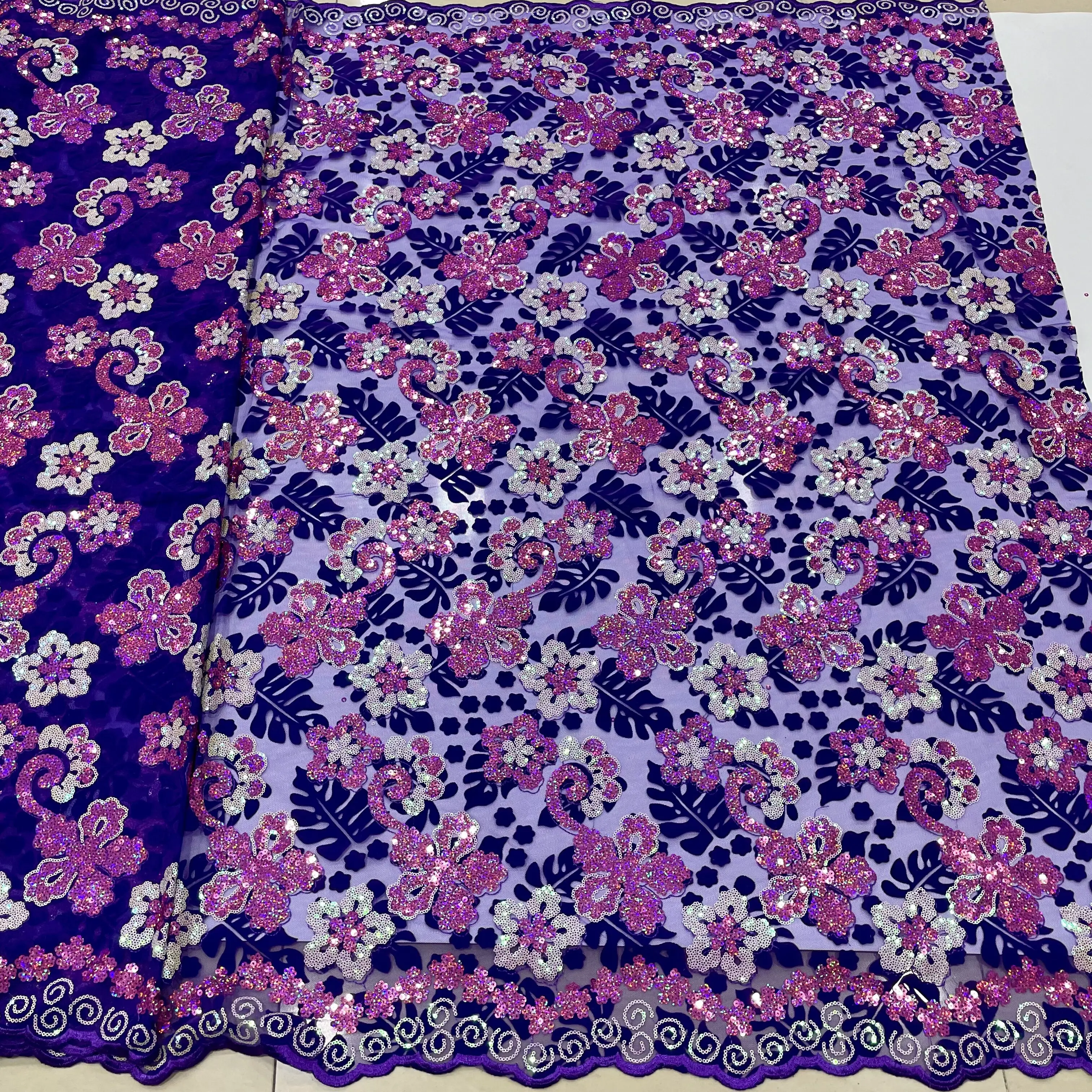 African Flocking Velvet Lace F - Sewing Velvet Fabric 评论和价格