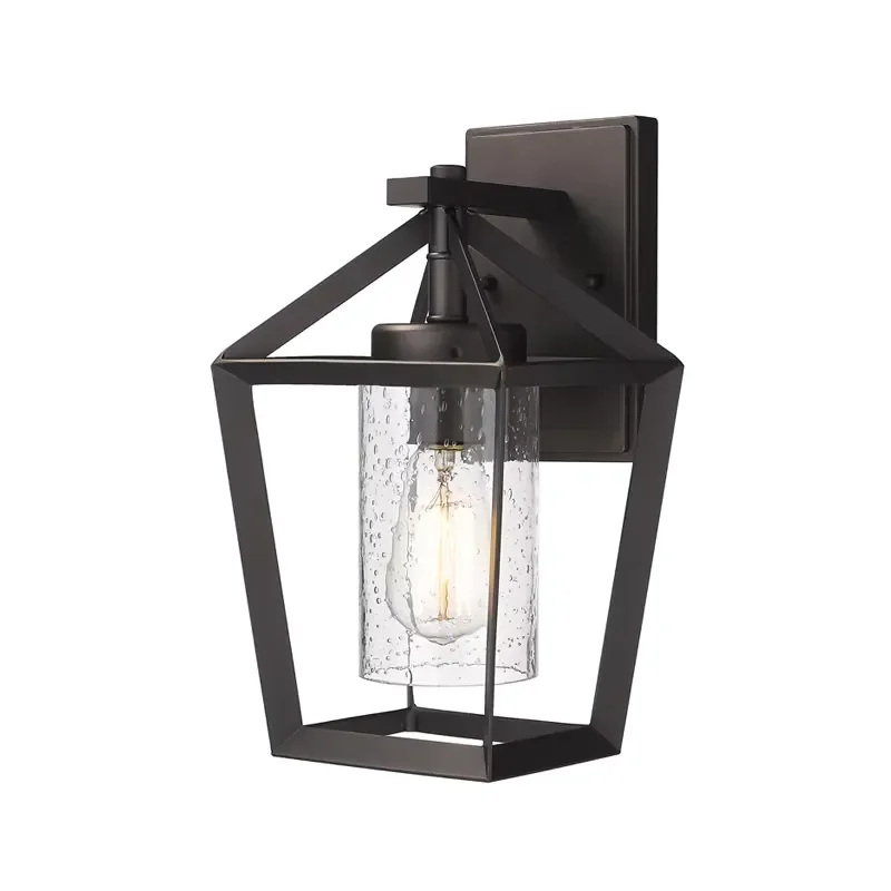 New Arrivals Traditional Texture Black Transparent Seed Glass Garden Outdoor Light Waterproof Wall Light Solar Feature