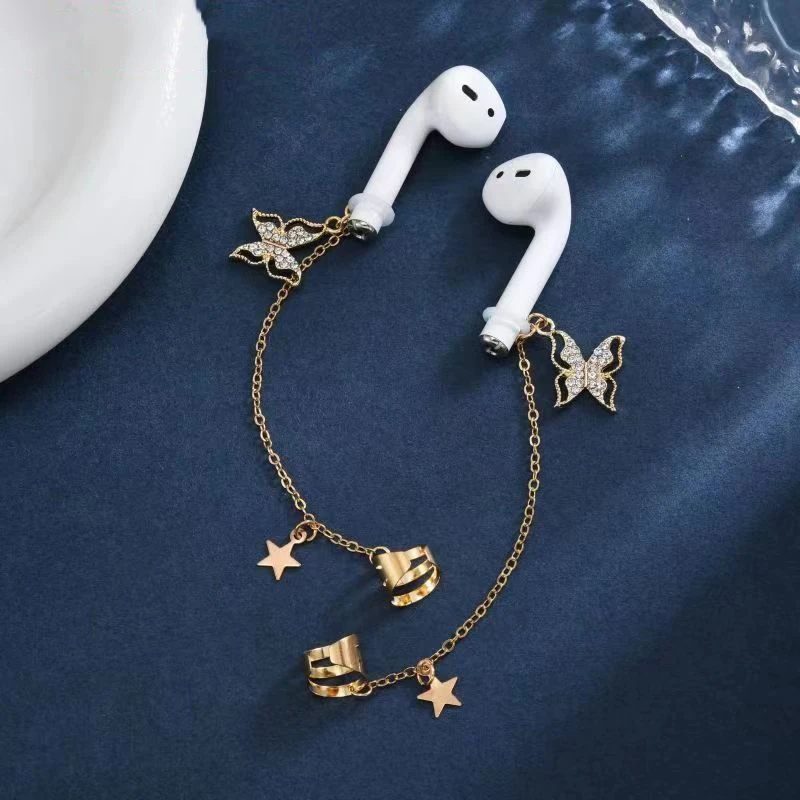 Earphone Anti-Lost Holder Clip Chain Earrings Hanging Hook Earring Strap Earbuds Wireless in-Ear Earphones Headset for Airpods 1