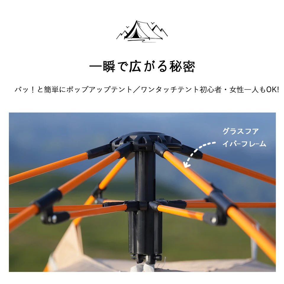Pakicetus ワンタッチ自動開閉テント 2-3人用