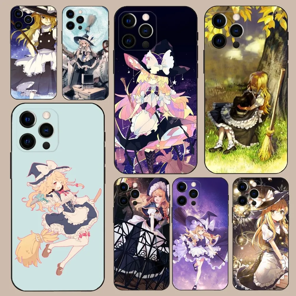 TouHou Marisa Cute Anime Phone Case For iPhone 16,15,14,13,12,11,Pro,X,XS,Max,XR,Plus,Mini Soft Black Cover