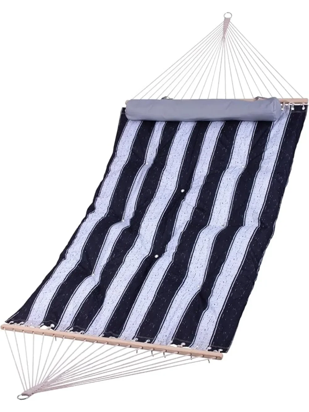 Extra Padded Reversible Quilted Hammock - Single or Double Hammock for Outdoor Relaxation with Matching Pillow