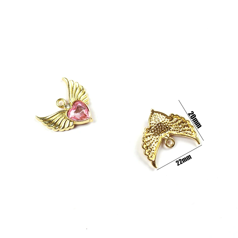 10Pcs Sweet Love Angel Wings Rhinestone Pendant DIY Accessories Bracelet Necklace Earrings Crafting Materials Hanging Decoration