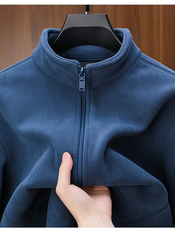 

Мужской осенне-зимний кардиган Thiened Fce на подкладке с воротником-стойкой, повседневная модная верхняя одежда, застежка-молния из полиэфирного волокна или...