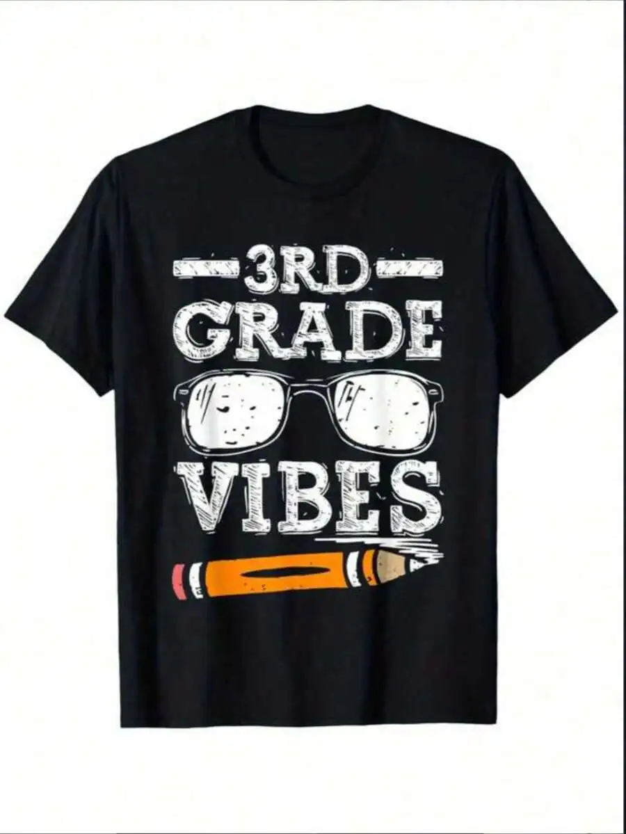 3rd Grade Third Vibes Funny Back To School Student Squad Boy T-Shirt, For Boys Breathable, Casual And Comfortable Top Street Fas
