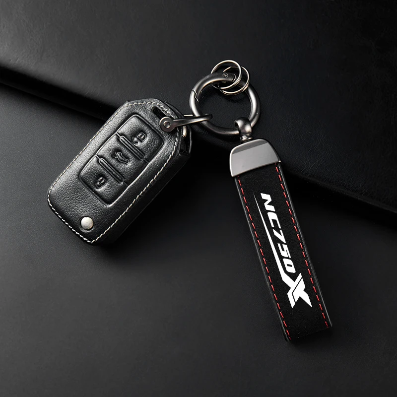 For HONDA NC750X NC 750X NC750 X 2014-2024 Accessories High-Grade Leather Suede Keychain Motorcycle Key Ring