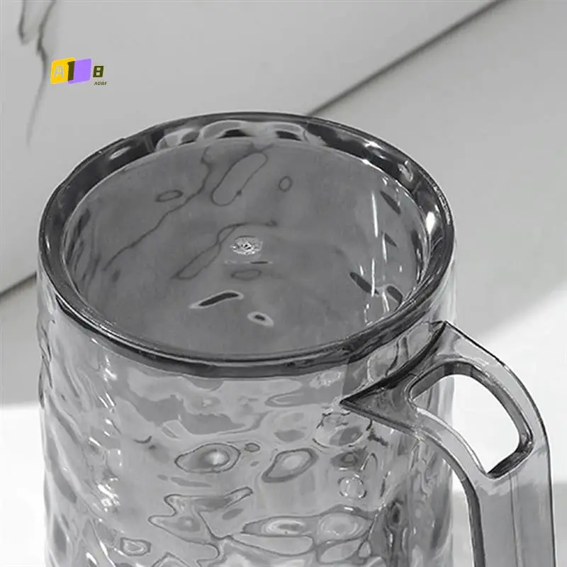 A08F-Bathroom Organizer Glacier Pattern Design Mouthwash Cup Anti-Fall With Handle Wear-Resistant Bathroom Toothbrush Cup