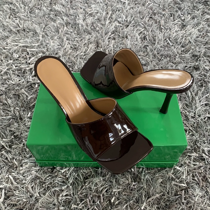 2022 damskie buty na wysokim obcasie sandaลy damskie buty na wysokim obcasie kapcie kwadratowe Toe cienkie obcasy moda kobiece slajdy letnie buty