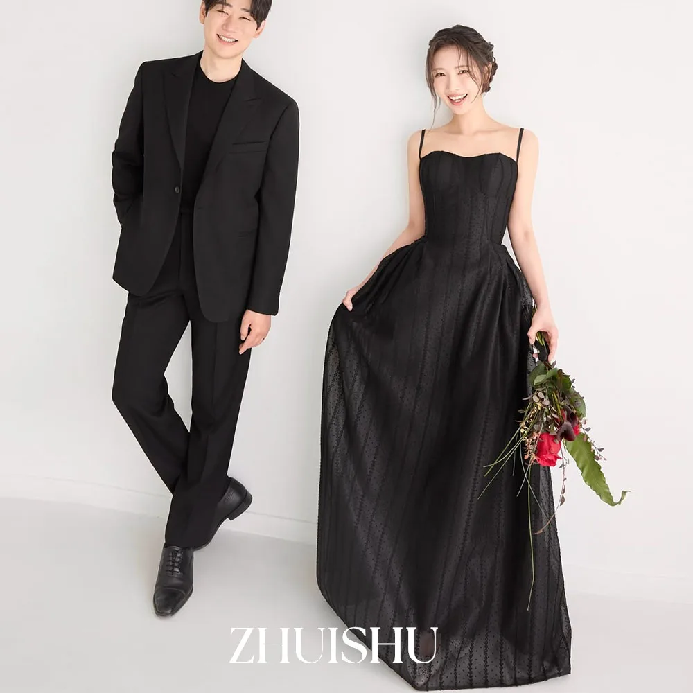 Suknie ślubne koreańskie na ramiączkach spaghetti ZHUISHU, linia A, tiul w kropki, suknia dla panny młodej, suknia do samodzielnego ślubu, sesja zdjęciowa 2026