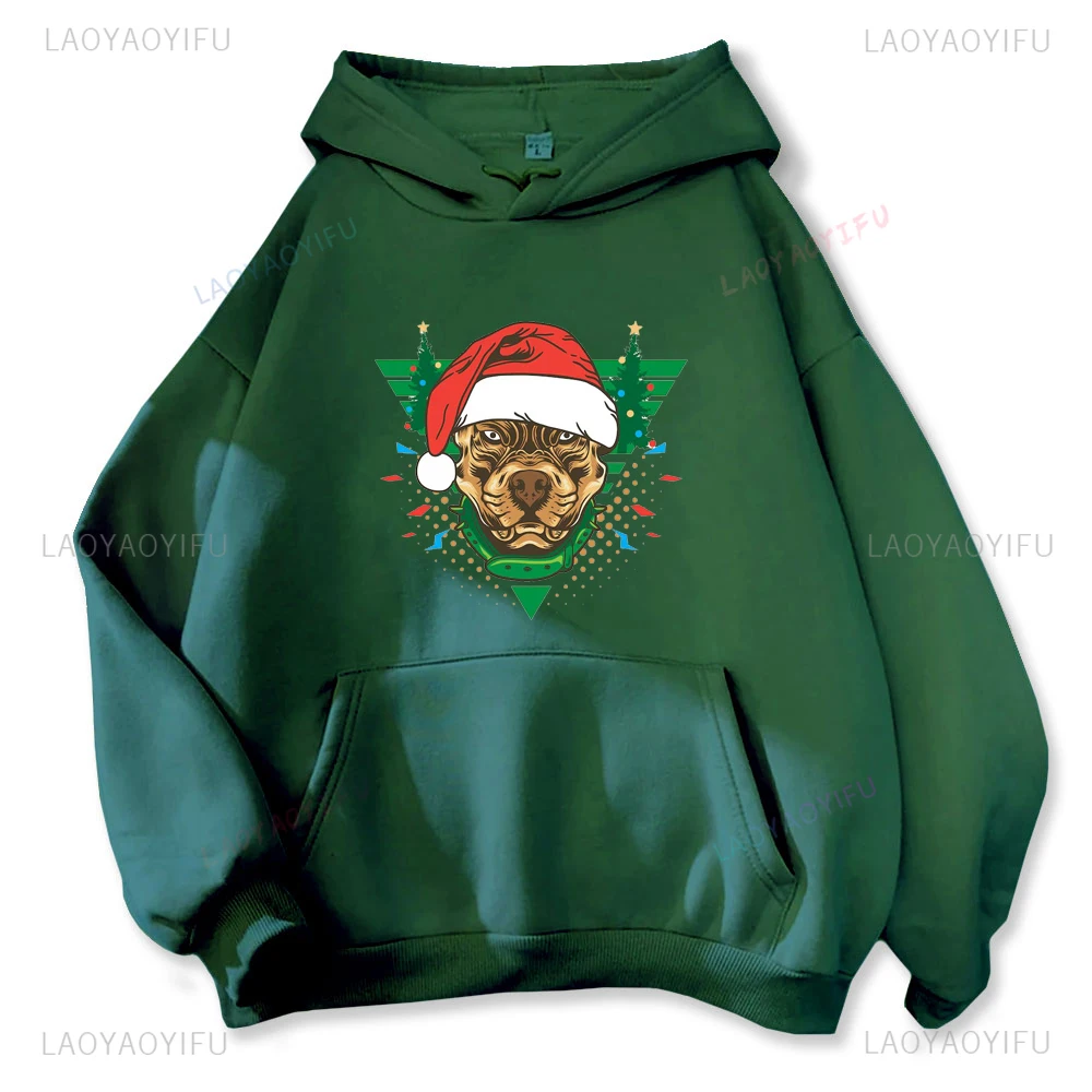 Santa Claus Printed Long Sleeve Hoodie Wow Y2K Harajuku Round Neck Everyday Merry Christmas Hoodie for Both Men and Women