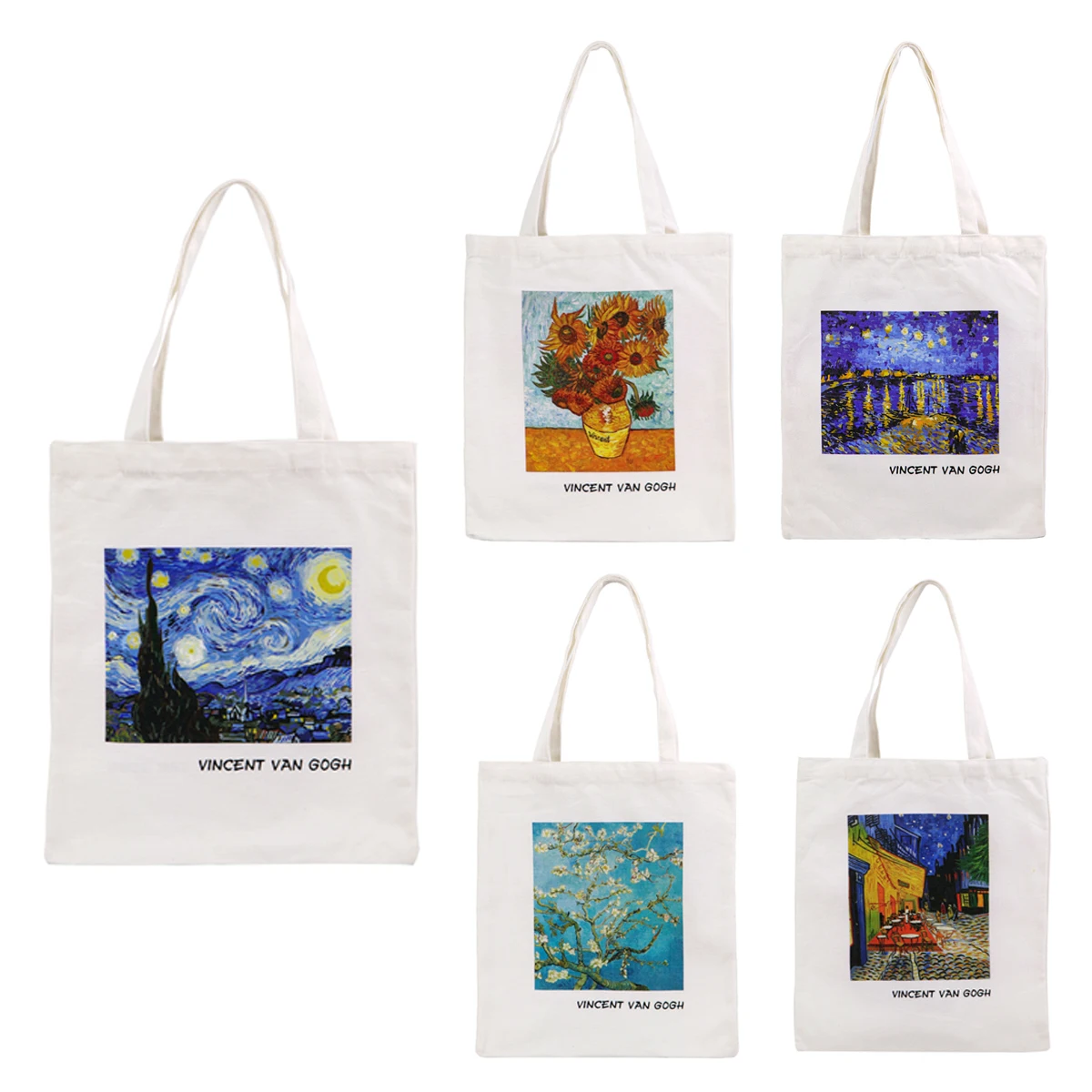 

Знаменитая холщовая сумка Ван Гога с принтом звездной ночи, модная сумка для покупок, большая вместительная сумка на плечо, подарок для любителей искусства