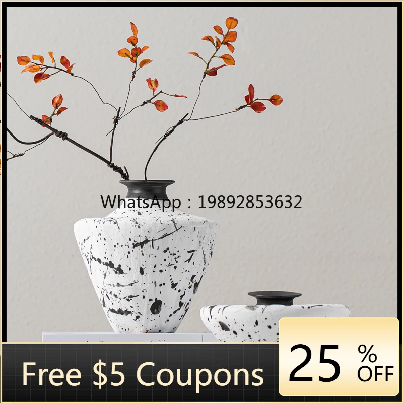 

LYY Ceramic Flower Arranger Vase Ornament Vintage Hotel Homestay Textured High-end White