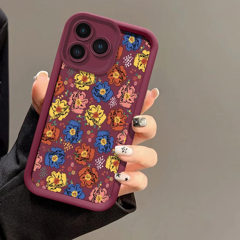 Matte Shockproof Phone Case For Xiaomi Poco C50 C31 M5s M4 M3 M2 C61 C55 C51 C40 C65 M7 Pro M6 Plus Soft TPU Flower Print Cover