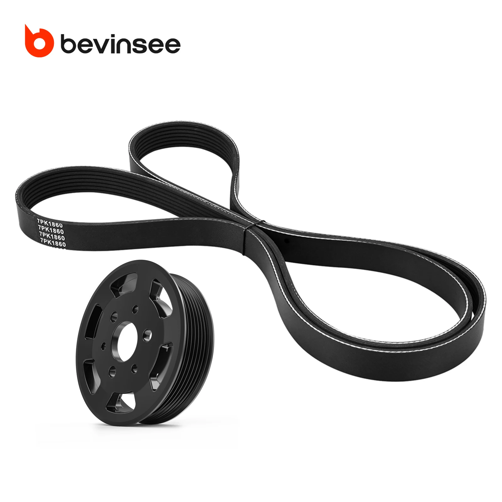 

For N55 Power Steering Pulley & Main Drive Belt, for BMW E90 E92 335i E82 E88 135i N55 Engine, Replace for 32427582947 & 7PK1860