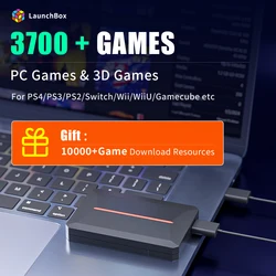 500GB Gaming HDD Launcbox System Emulator Console for PS4/PS3/Switch/PS2/Wii/Wiiu with 3700+ 3D/PC Games for Windows PC/Laptop