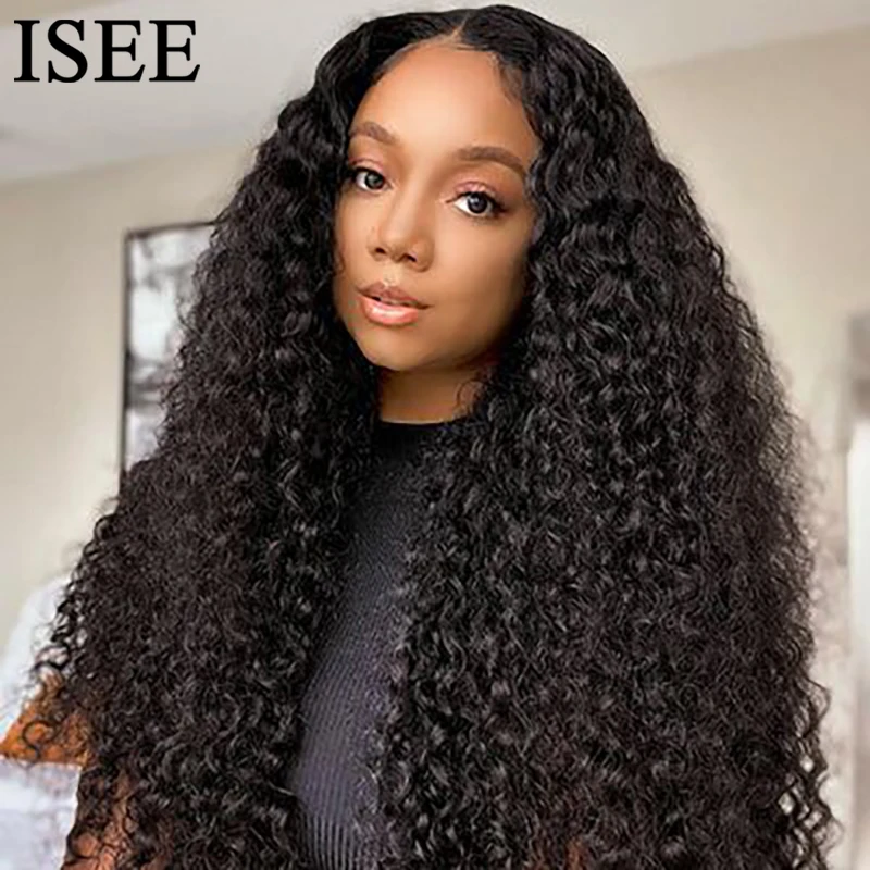 

ISEE Hair HD Glueless Wigs Wear And Go PreBleached Knots Deep Wave Human Hair Wig 6x4 Lace Front Wig PrePlucked Deep Curly Wigs