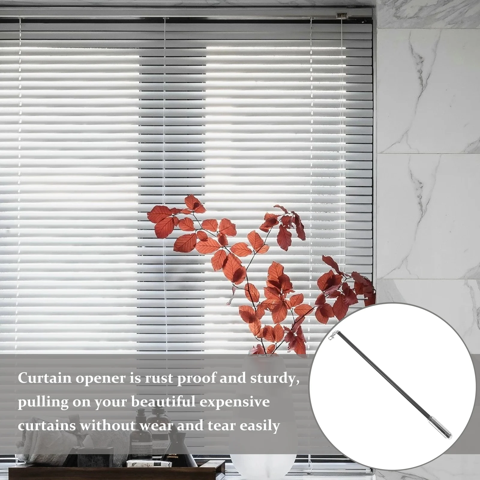 Aluminiowy drążek do zasłon Metalowy zatrzask 21,8 cala Różdżka do draperii Przelotka do zasłon Otwieracz do rolet Wszechstronna draperia