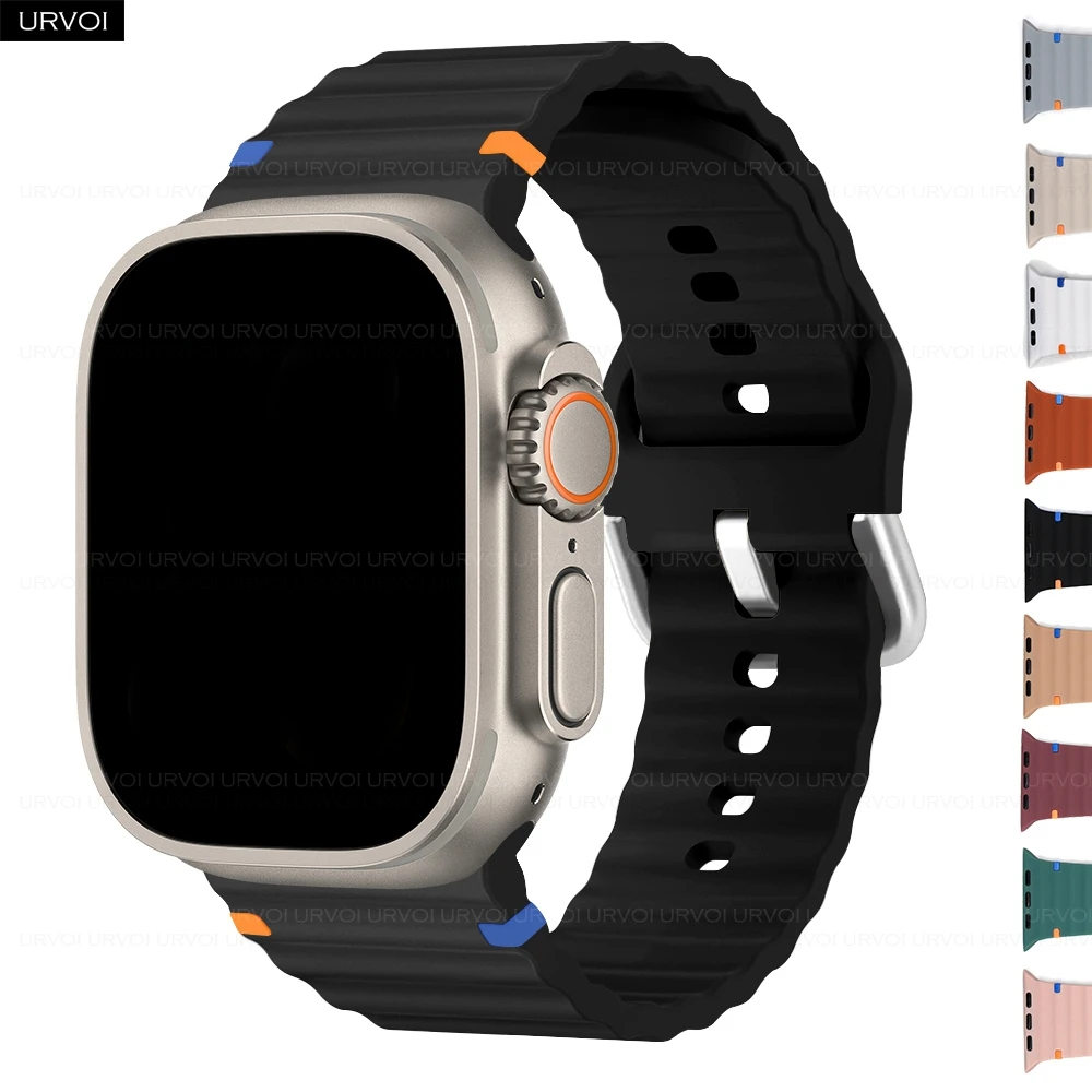 URVOI Silikonarmband für Apple Watch Ultra 2 1 Serie 10, 9, 8, 7, 6, 5, Armband für iWatch-Dornschließe, angenehmes Gefühl, einfaches Tragen, 46 49 mm