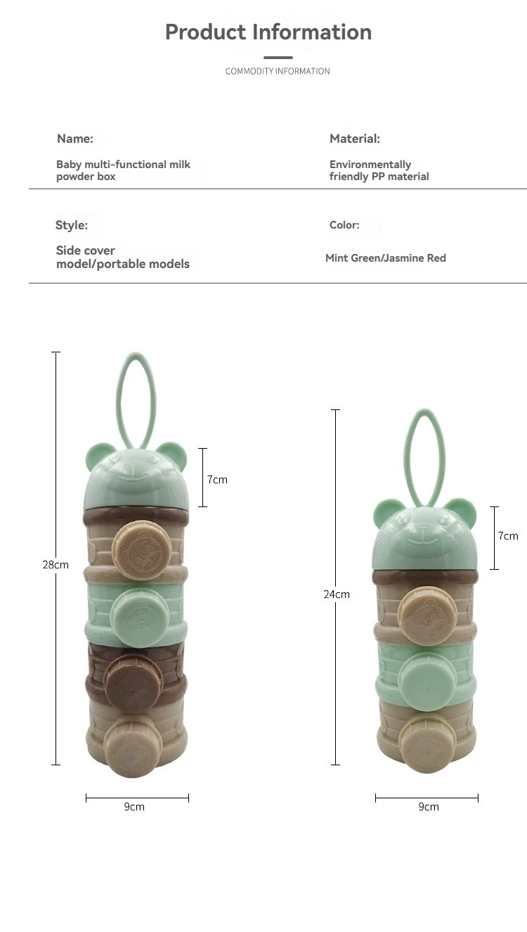 موزع مسحوق حليب الأطفال المحمول - علبة محكمة الغلق بثلاث طبقات للنزهات، حاوية مسحوق حليب الأطفال #4