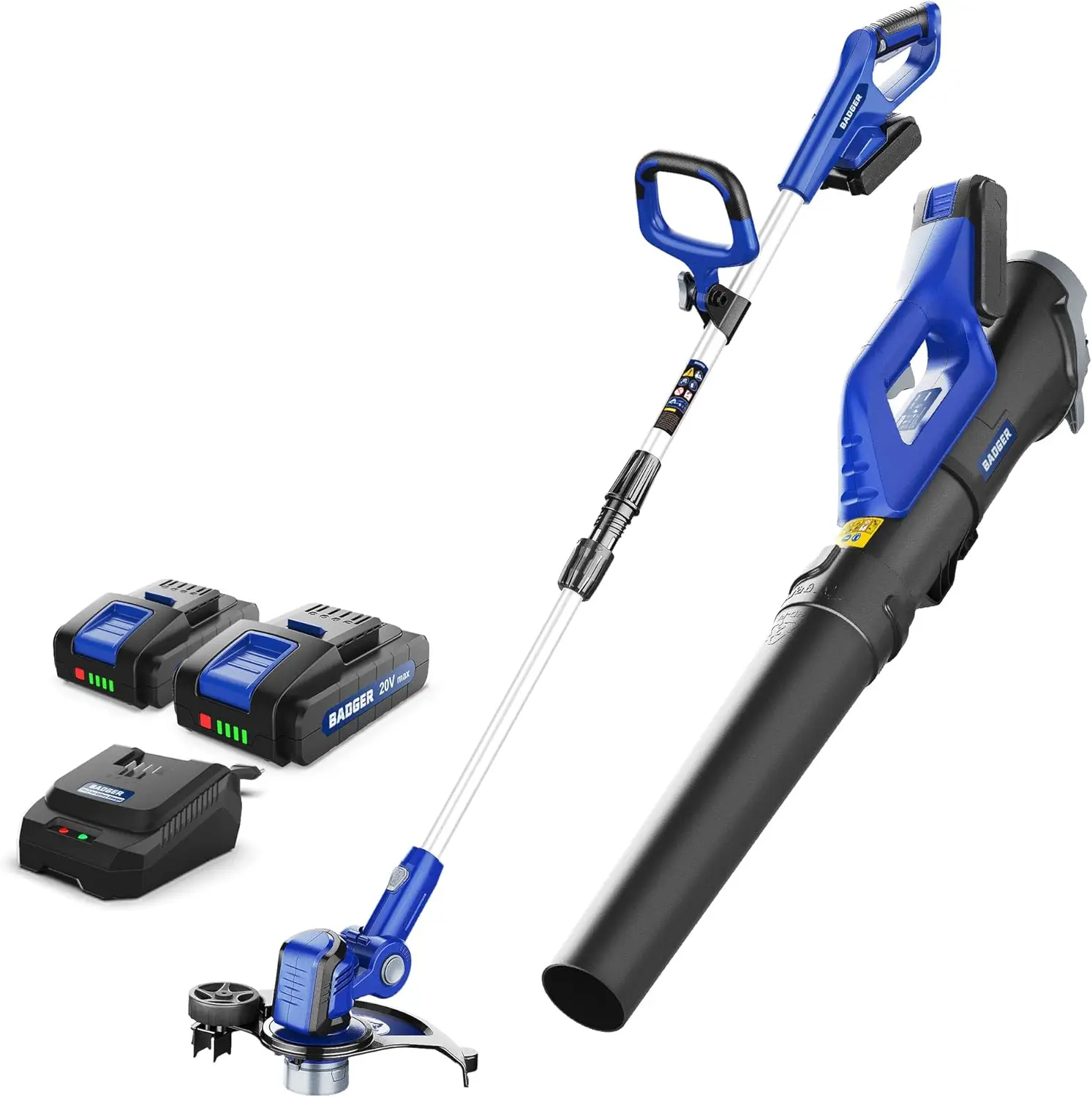 

20V Weed Wacker, Leaf Blower, Wheeled Edger Kit Electric with 2 * 2Ah Battery & Charger, String Trimmer, Lightweight, Adjustable