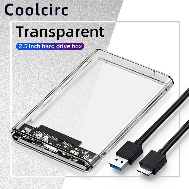 2.5 inch HDD SSD Case USB 3.0 Transparent HDD Enclosure External Hard Drive Disk Case for PC Laptop Mobile SATA Harddisk Box