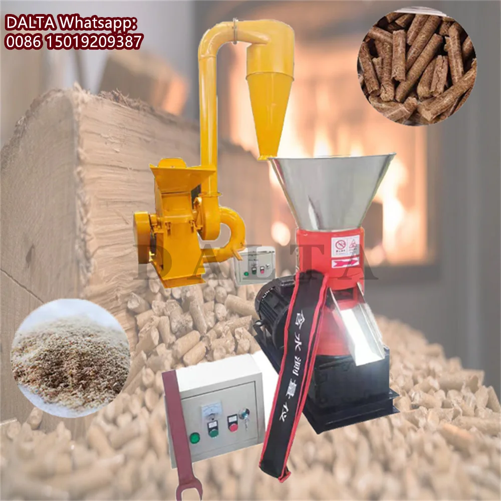 100-150กิโลกรัม/ชั่วโมงชีวมวลการเผาไหม้ไม้เม็ดเครื่องขี้เลื่อยเม็ดลูกกลิ้งหมุนแบน Die เม็ดเครื่อง