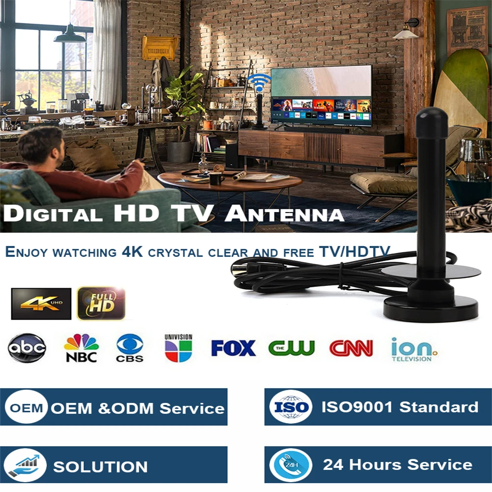 Digital TV Indoor Antenna Aerial 30Dbi Hd With Amplifier Dvb-T2 Quick Response Indoor Outdoor Antenna