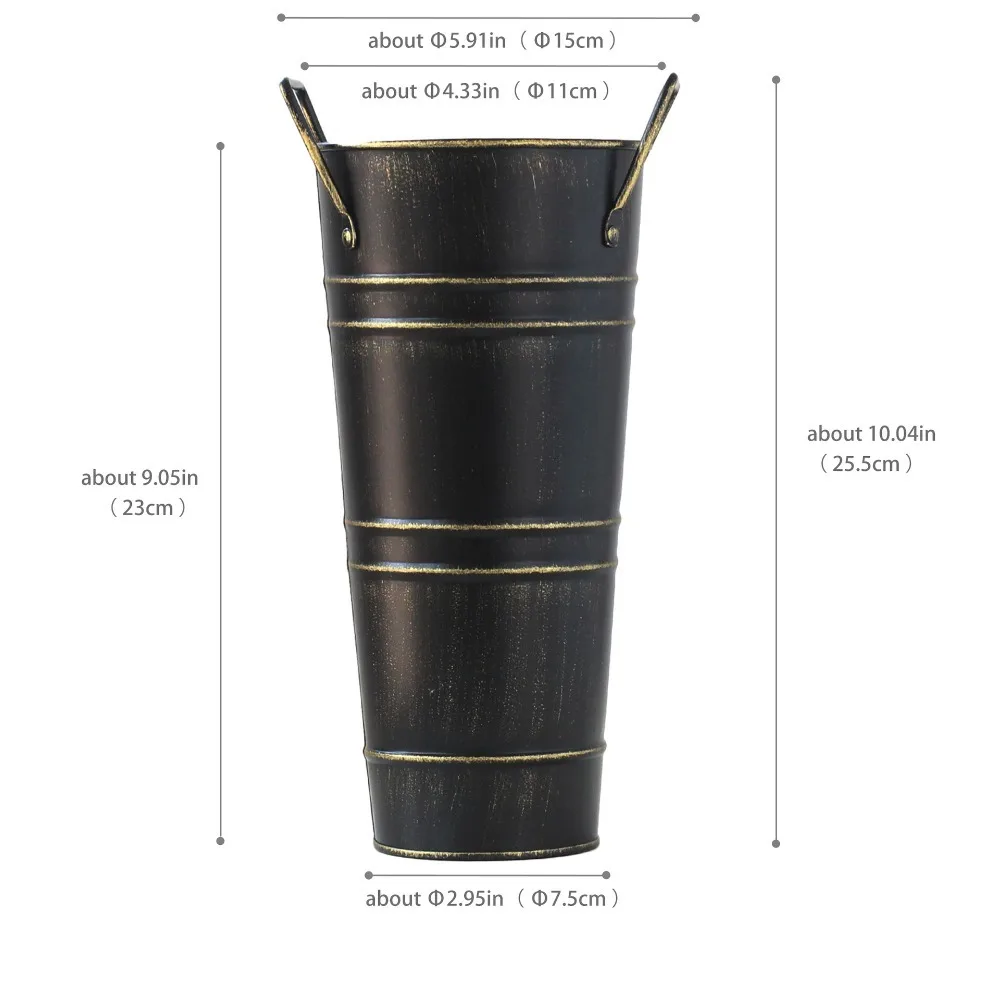 Retro Style Flower Arranging Bucket New Not Easy To Rust Pastoral Style Flower Pot Metal with Handle Iron Vase Office