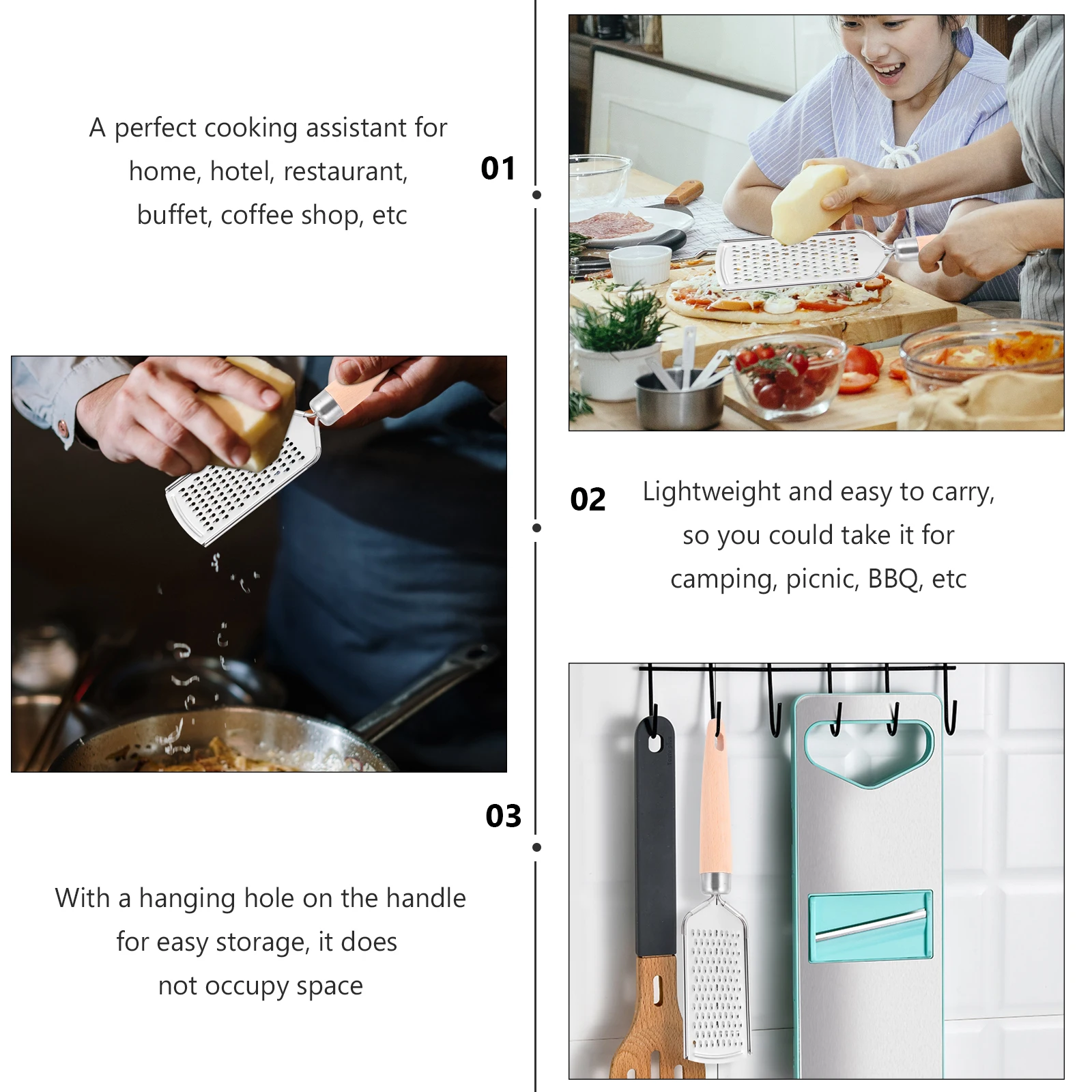 

Stainless Steel Vegetable Grater Multifunctional Potato Cheese Garlic Slicer Kitchen Tool Wooden Handle Lightweight For