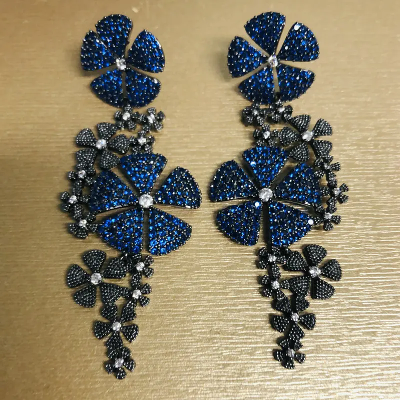

Bilincolor Vintage Royal Blue and Black Flower Earring for Women