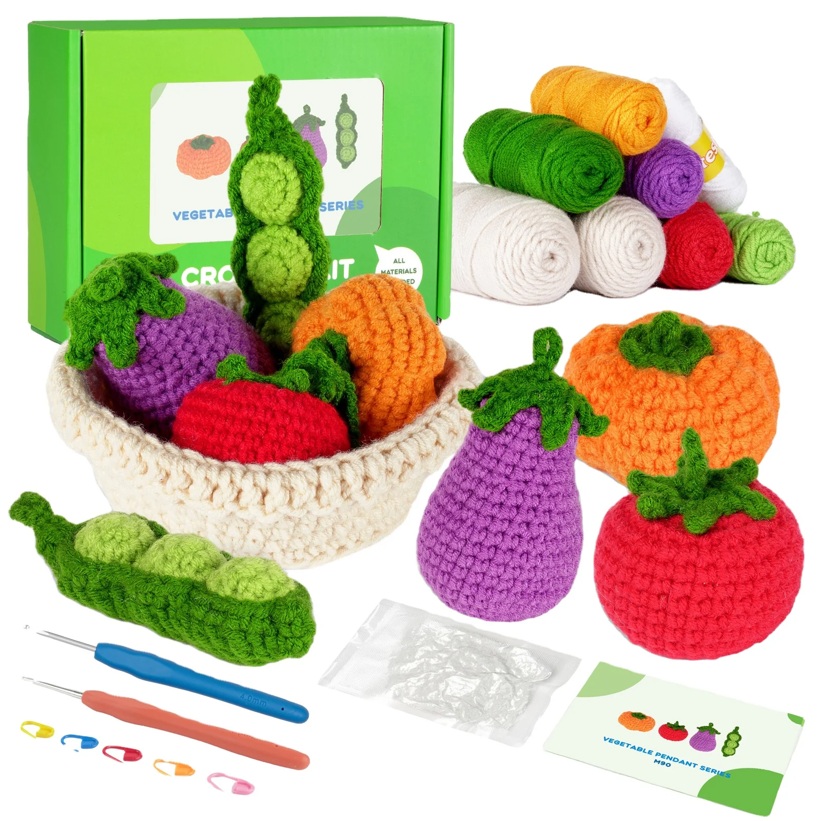 wholesale Family DIY Crochet Baby Toys Kit Vegetables and Fruit Cutting Play Toy Set 100% Cotton Thread Adult Crochet Material