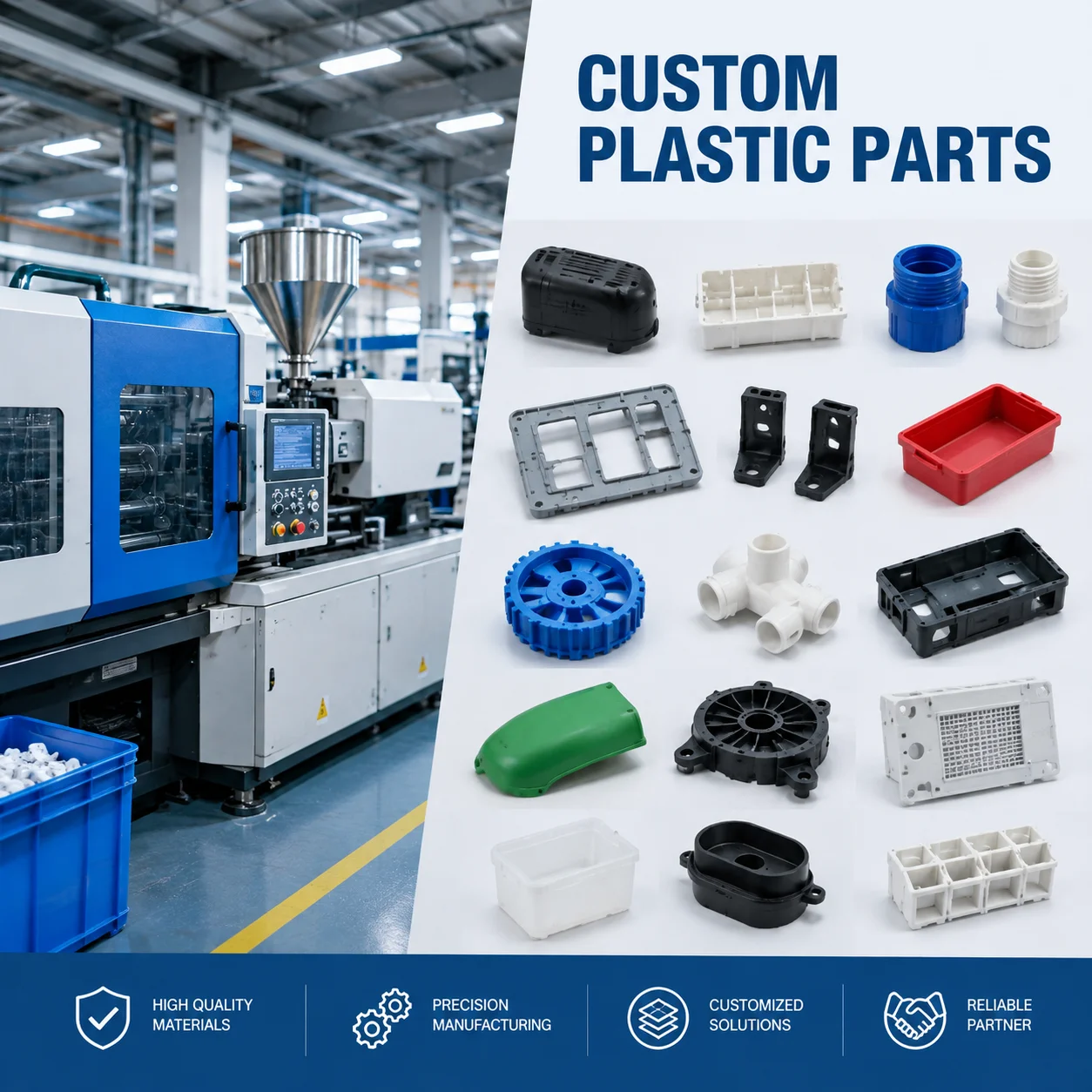 OEM Custom Industrial HDPE PP PVC Plastic Molded Parts Manufacturer Mold Making And Molding Service
