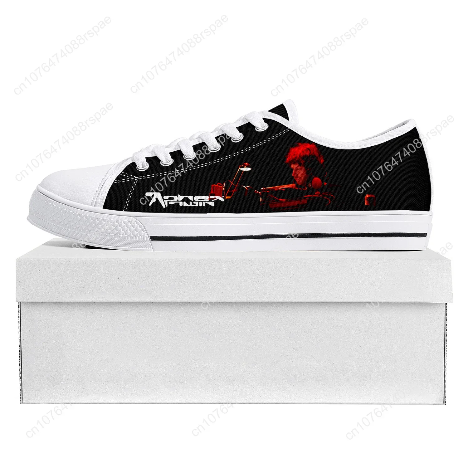 Aphex Twin elektronische Musik DJ Mixer Low Top hochwertige Turnschuhe Herren Damen Teenager Leinwand Sneaker Paar Schuhe benutzer definierte Schuh