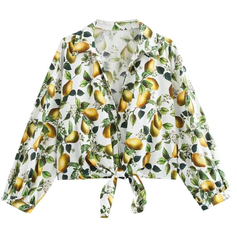 

Осень 2024, женская хлопковая длина с принтом и завязкой, длинный све, отложной воротник, универсальная, с высокой талией, изысканная, La...