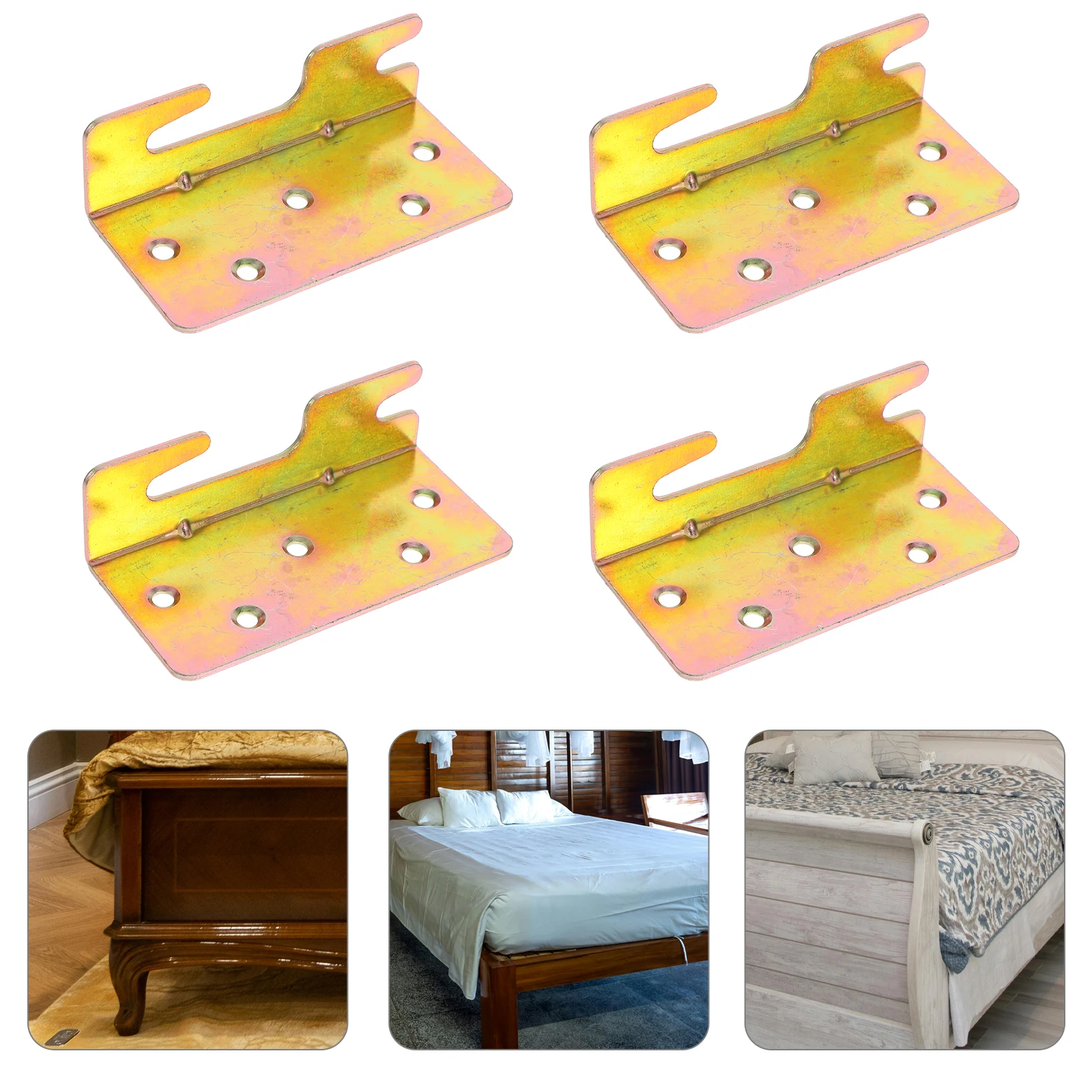 

4 Pcs Bed Connector Accessories Frames Hardware Board Bracket Bedstead Rail Versatile Application Easy Installation