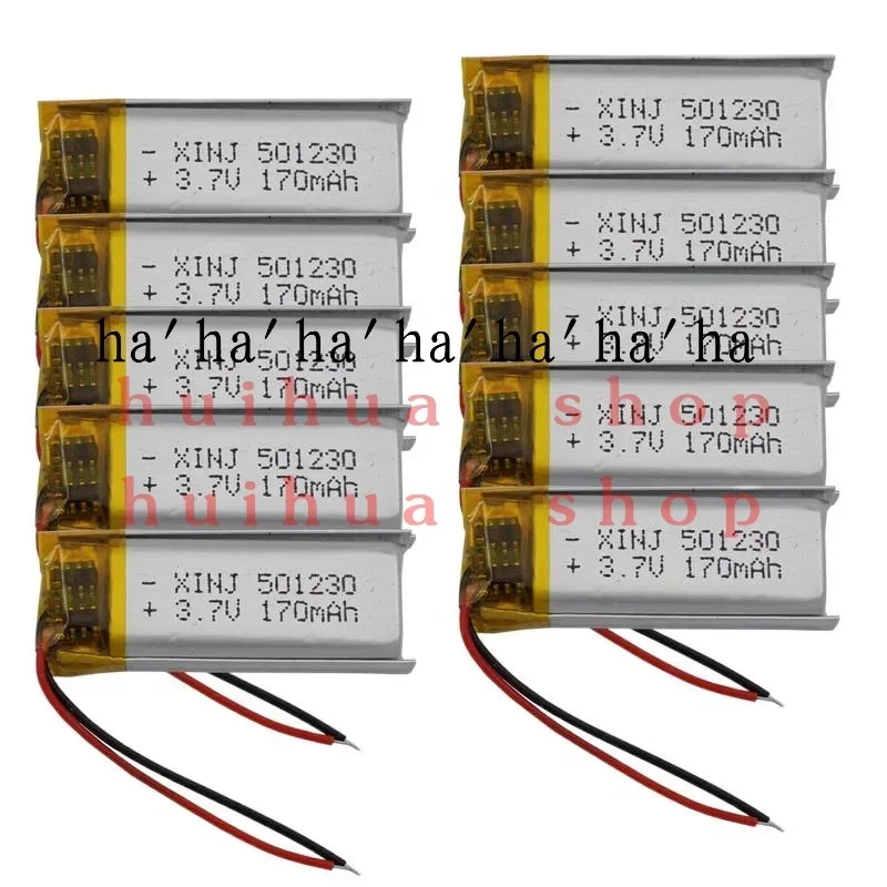 For 10pcs 3.7V 170mah 0.629Wh Li-Polymer Li-ion Li Lipo Rechargeable Battery 501230 zm