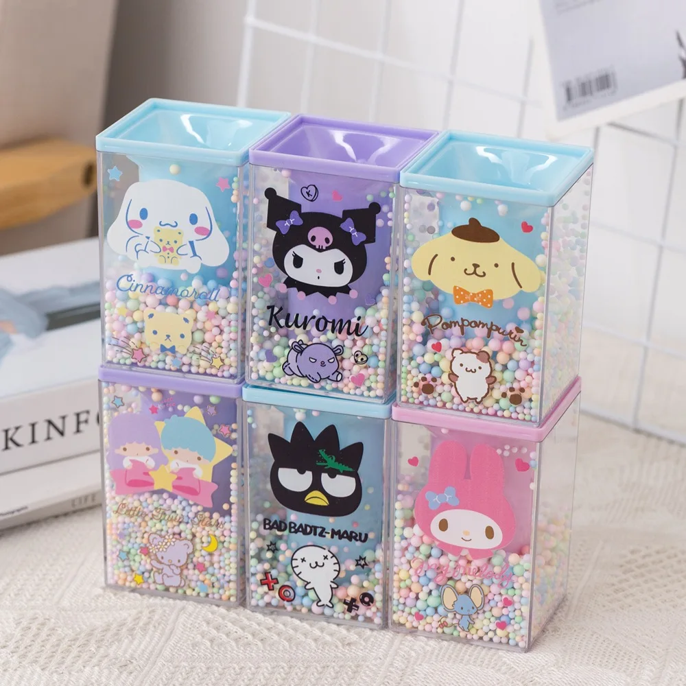 Kawaii Sanrio Pen Holders Cartoon Hellokitty Melody Kuromi Cinnamoroll Desktop Stationery Storage Pen Bucket Stationery Supplies