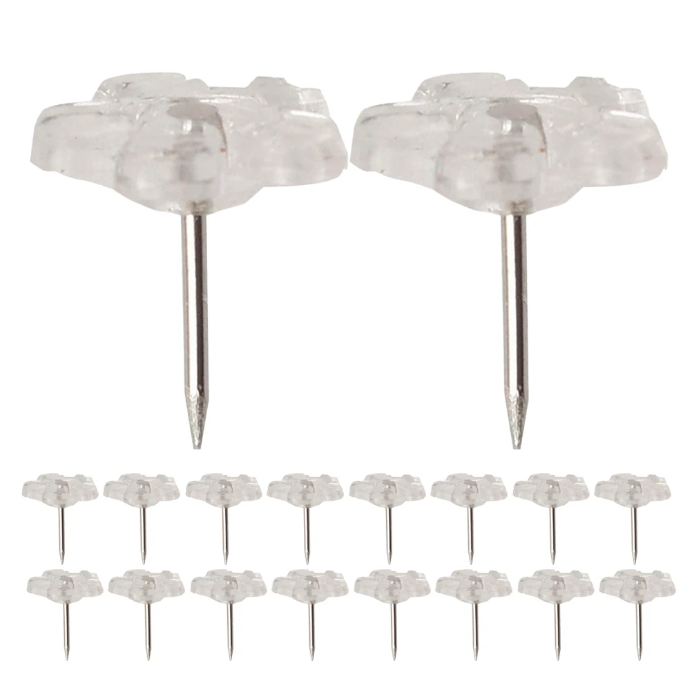 

100pcs Plum Blossom I-shaped Nails Thumbtacks Clear Bulletin Board Tacks Wall Map Push Pins Craft Storage Accessories