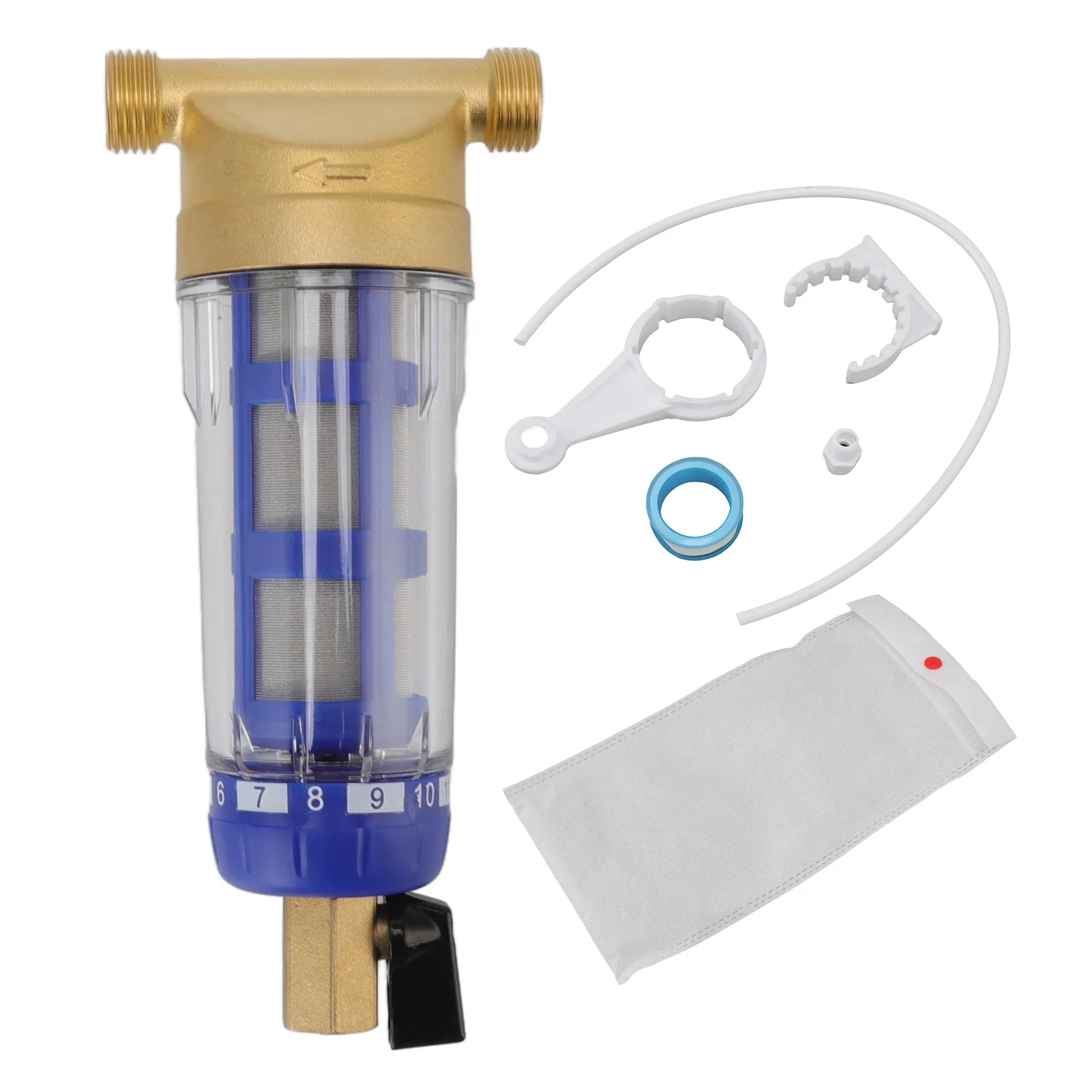 Cyclonic Sedimentation Water Filter G1/2in Backwashing Pure Copper Whole House Water Filter for Washer Backwashing Water Filter