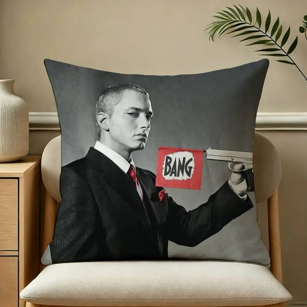 Hot Pop-Rap Singer E-Eminem Square Double-Sided printed Pillow Case Bedroom Bedside Pillow Sofa Cushion Cover