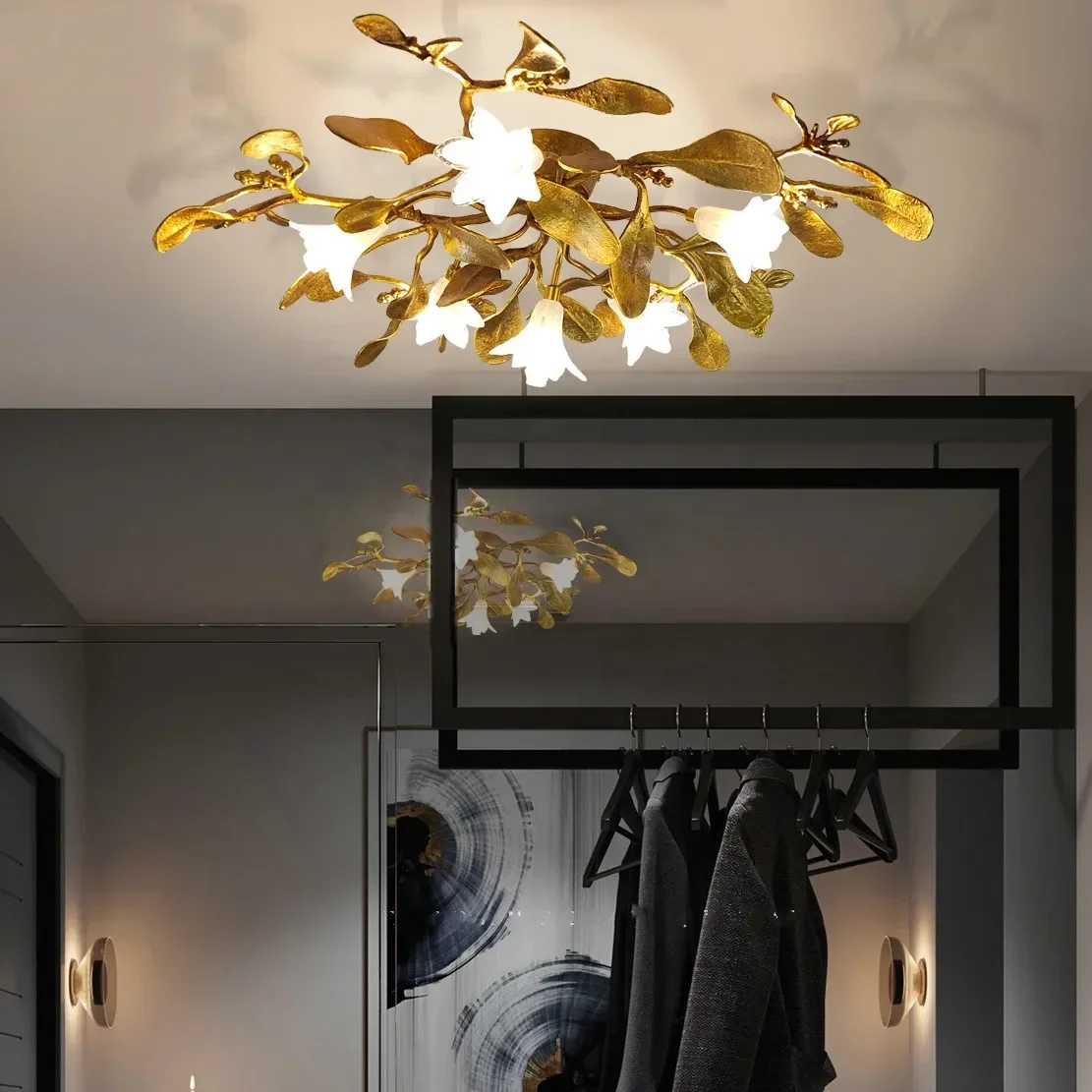 Designer Luxury Ceiling Chandelier Copper for Living Room Bedroom Flower Bungalow Decor Led Dining Hallway Decor Ceiling Lamp