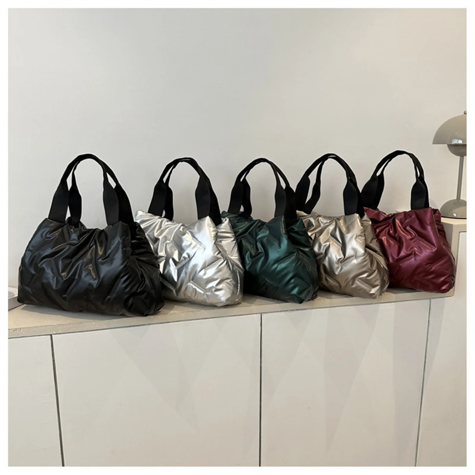 Quilted Clutch Bag Hobo Women Underarm Shoulder Bag Autumn Winter Down Padded Fluffy Top-Handle Bags Designer Shopper Handbag