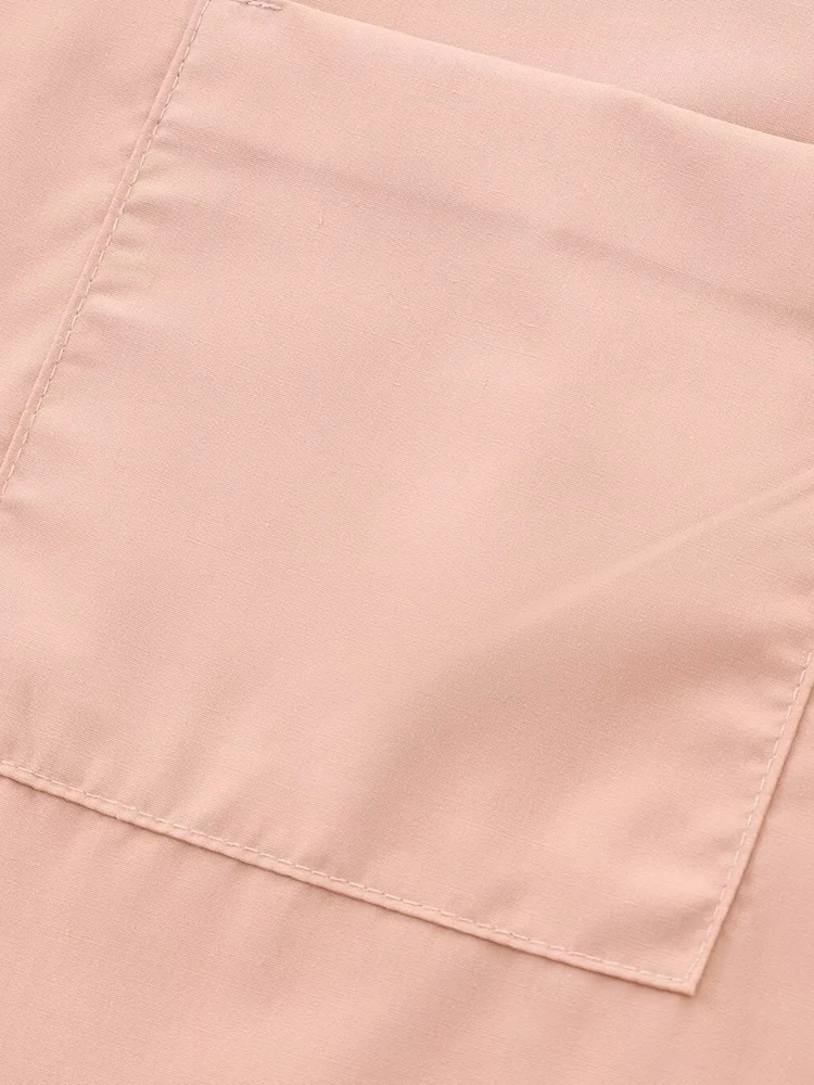 เสื้อเชิ้ตผ้าป๊อปลินแขนยาวสไตล์ยุโรปและอเมริกัน แฟชั่นฤดูใบไม้ร่วงใหม่ สำหรับผู้หญิง ดีไซน์เรียบง่าย สไตล์ลำลอง มีกระเป๋าเสื้อ