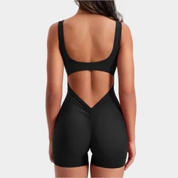 Mono deportivo corto sin costuras para mujer, ropa deportiva Sexy, conjunto de mallas para Fitness, ropa de Yoga, chándal de entrenamiento para gimnasio