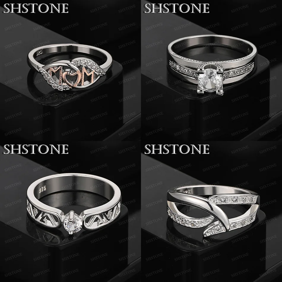 

925 Sterling Silver Letter M Geometric Round Ring AAA Zircon Size 7-10 Women's Birthday Party Classic Luxury Jewelry Accessories