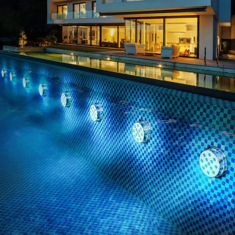 Updated Submersible 13LED Underwater Light with Remote Control Underwater Pool Light IP68 Bright Lamp RGB for Pond/Pool/Aquarium